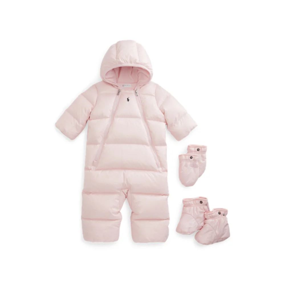 Ralph Lauren newborn water repellent baby bunting 650 fill missing hand mitts